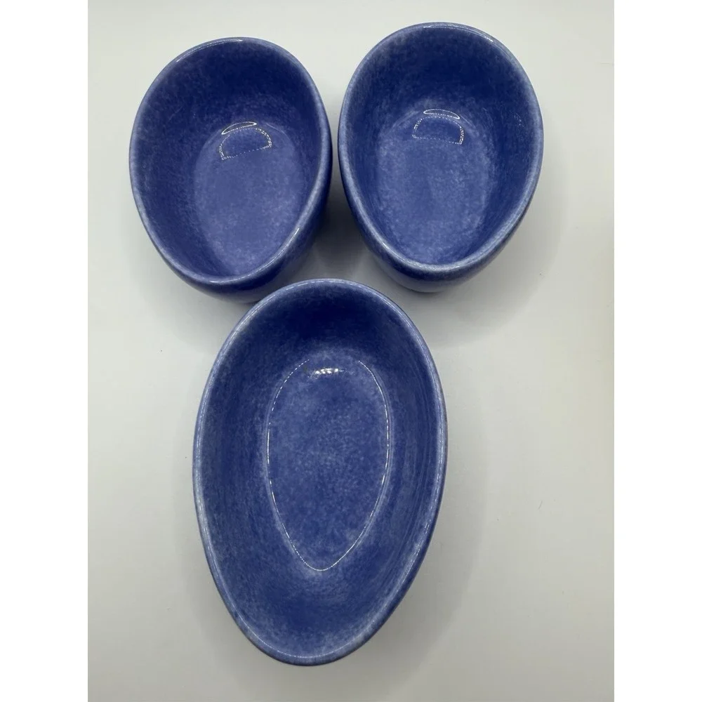 Set of 3 Pfaltzgraff Napoli Blue Egg Cups Small Bowls Hand Painted